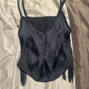 SHEIN Black Asymmetrical Embellished Camisole